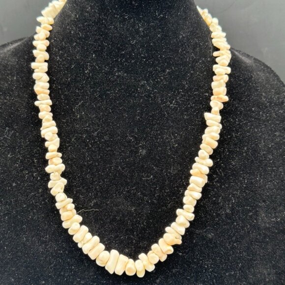 Vintage Angel Skin Chunky 22" Coral Necklace w/ Sterling Closure